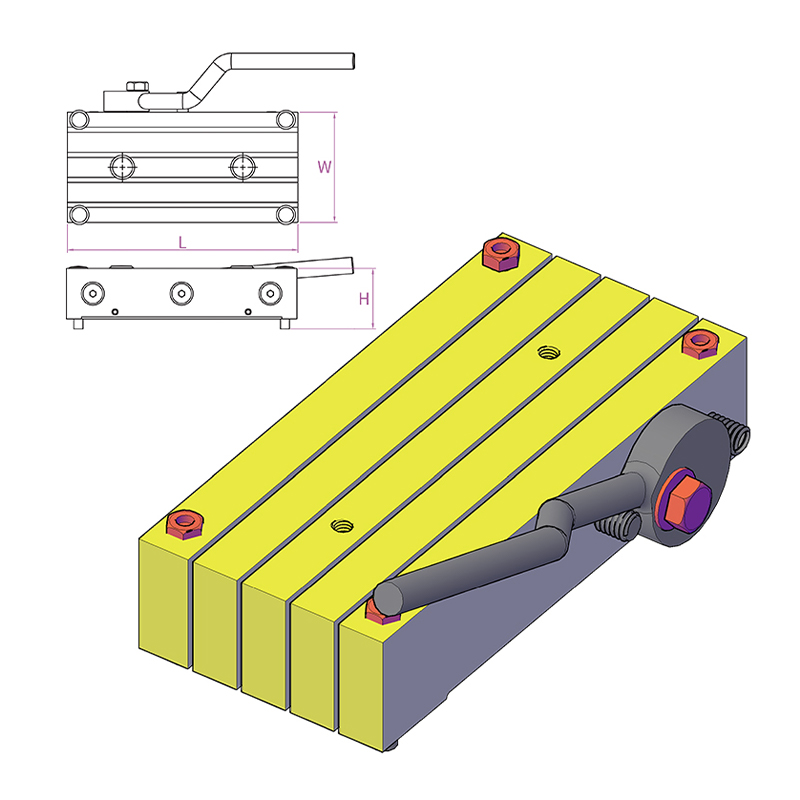 Shuttering magnet dengan pegangan